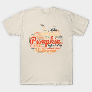 Word Art Pumpkin Orange/Black T-Shirt